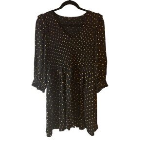 Madewell Black Dress with Metallic Gold Dot Detail Size XS